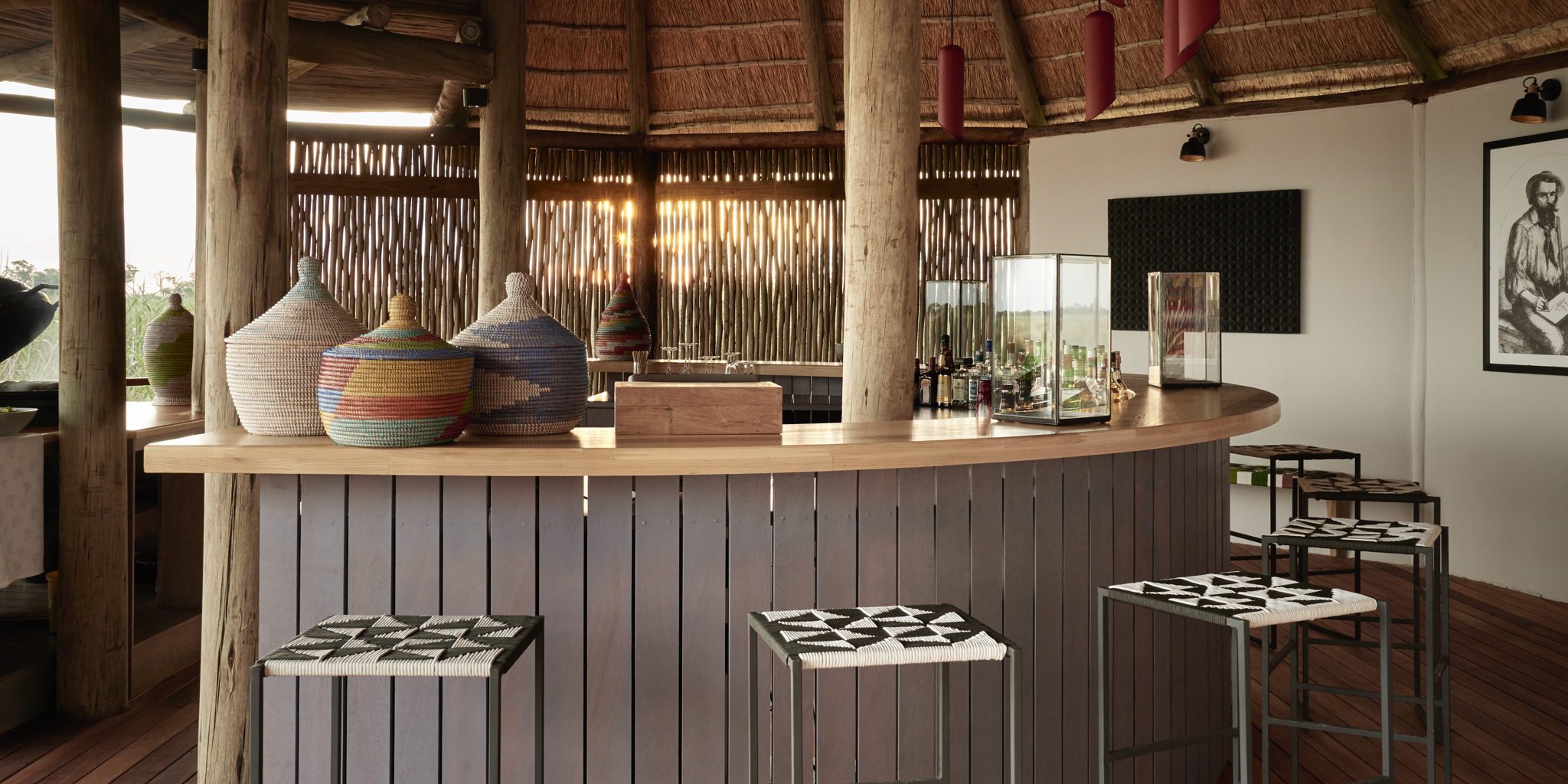 sanctuary baines camp bar area botswana yellow zebra safaris