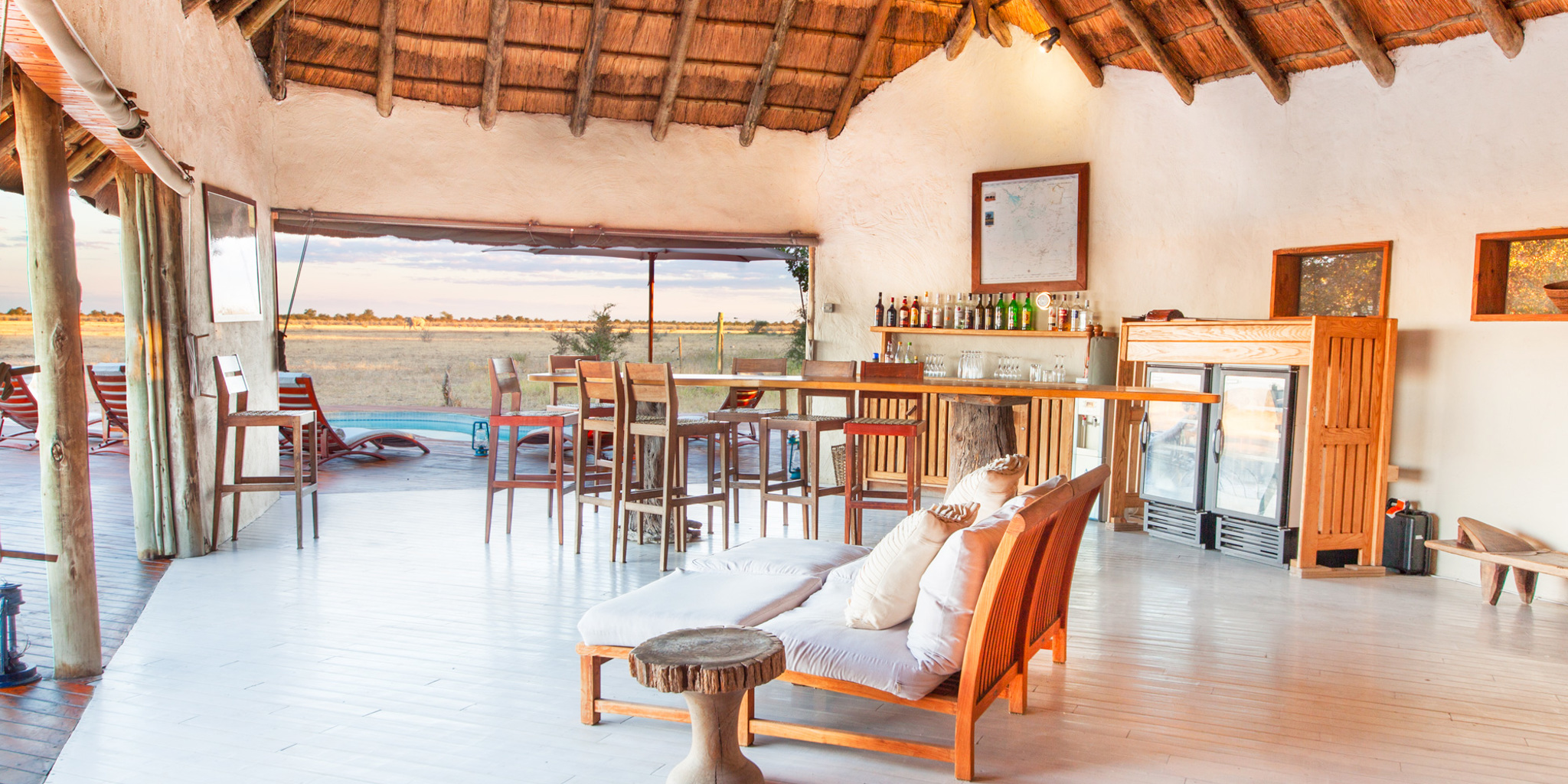 nxai pan lounge area botswana yellow zebra safaris
