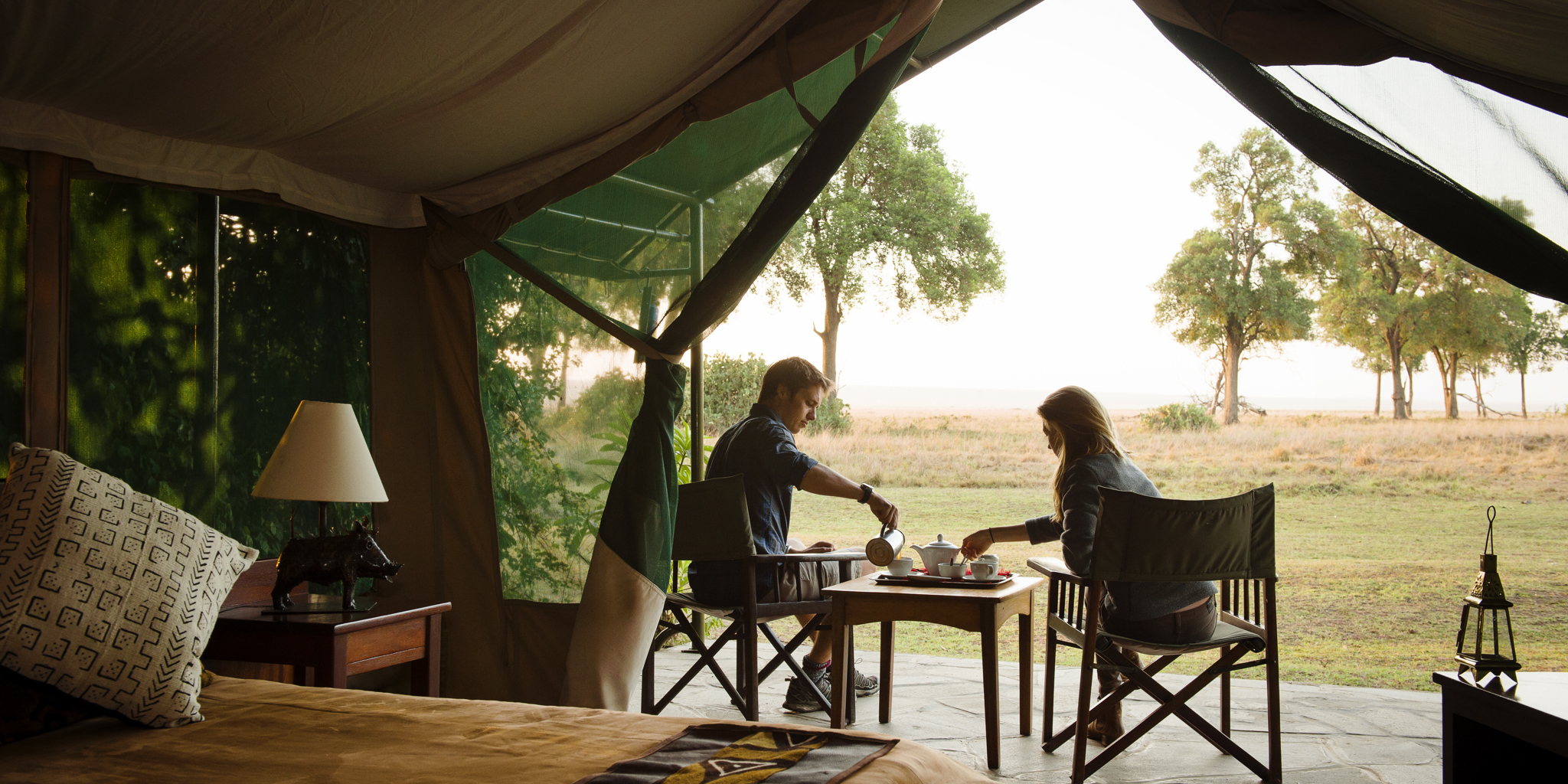 governors camp bush breakfast kenya yellow zebra safaris