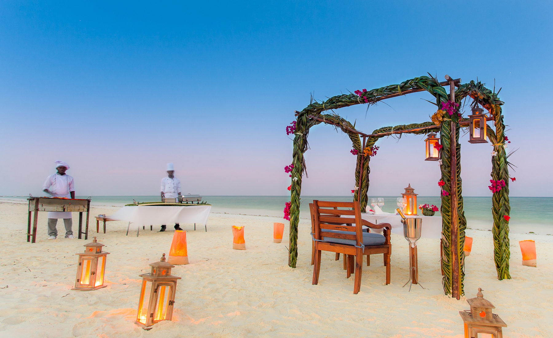 kisiwa beach dinner tanzania yellow zebra safaris