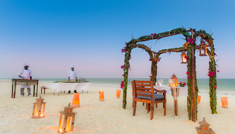 kisiwa beach dinner tanzania yellow zebra safaris