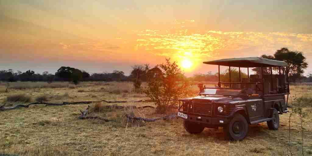 ntemwa busanga camp sunset zambia yellow zebra safaris