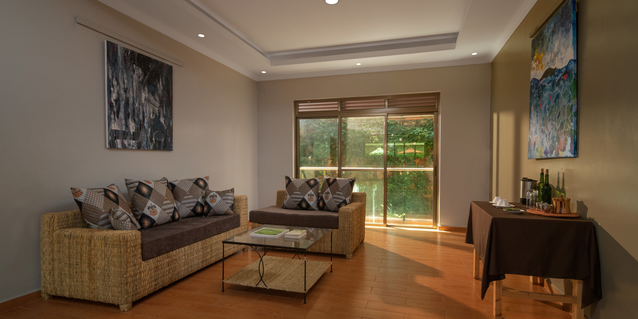 heaven boutique lounge area rwanda yellow zebra safaris