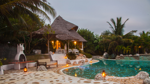 msambweni beach house villa night view yellow zebra safaris