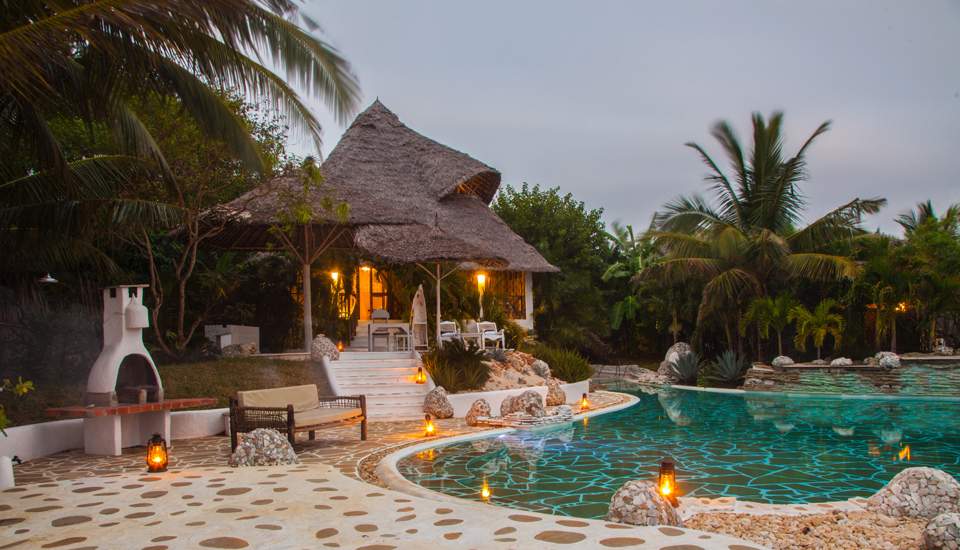msambweni beach house villa night view yellow zebra safaris