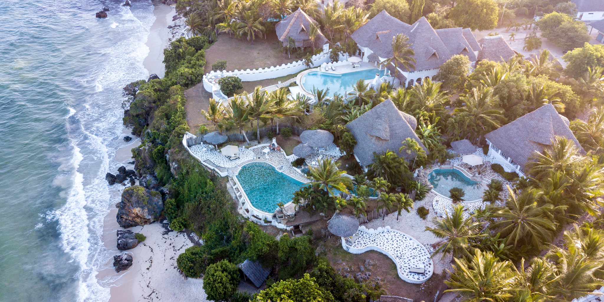 msambweni beach house aerial shot yellow zebra safaris