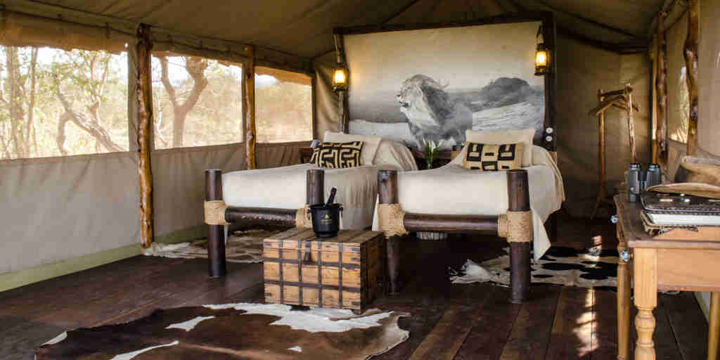 campi ya kanzi twin beds kenya yellow zebra safaris