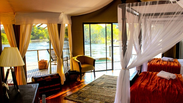 zambezi sands river camp twin room view zimbabwe yellow zebra safaris