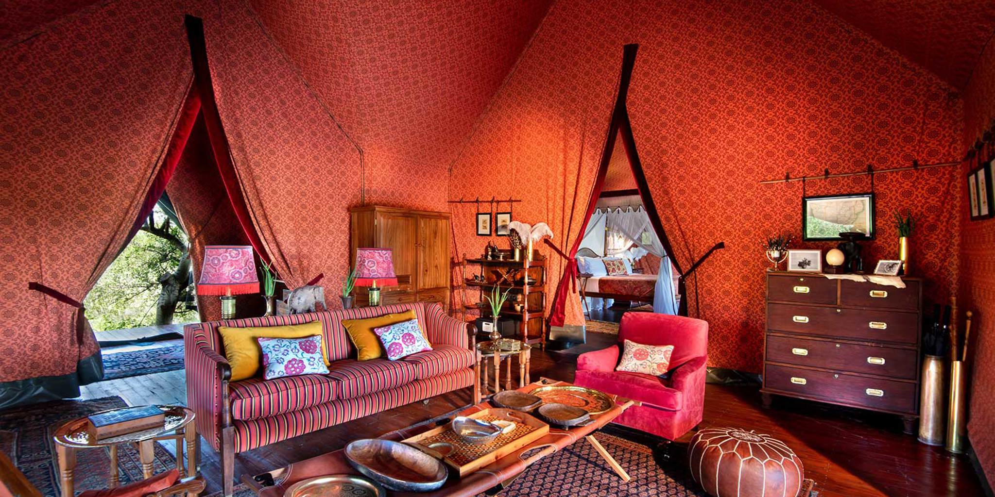 Bedroom sitting area at Jacks Camp, Botswana