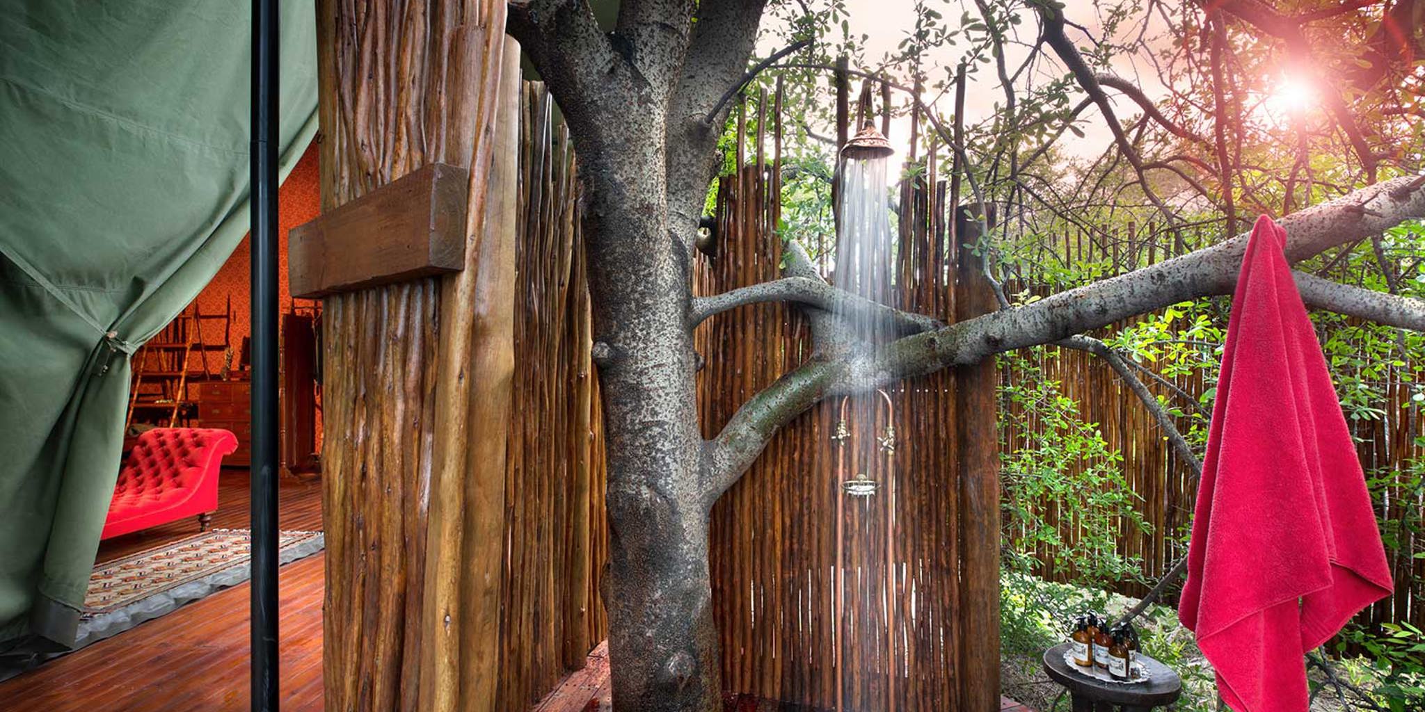 Outdoor shower at Jacks Camp, Botswana
