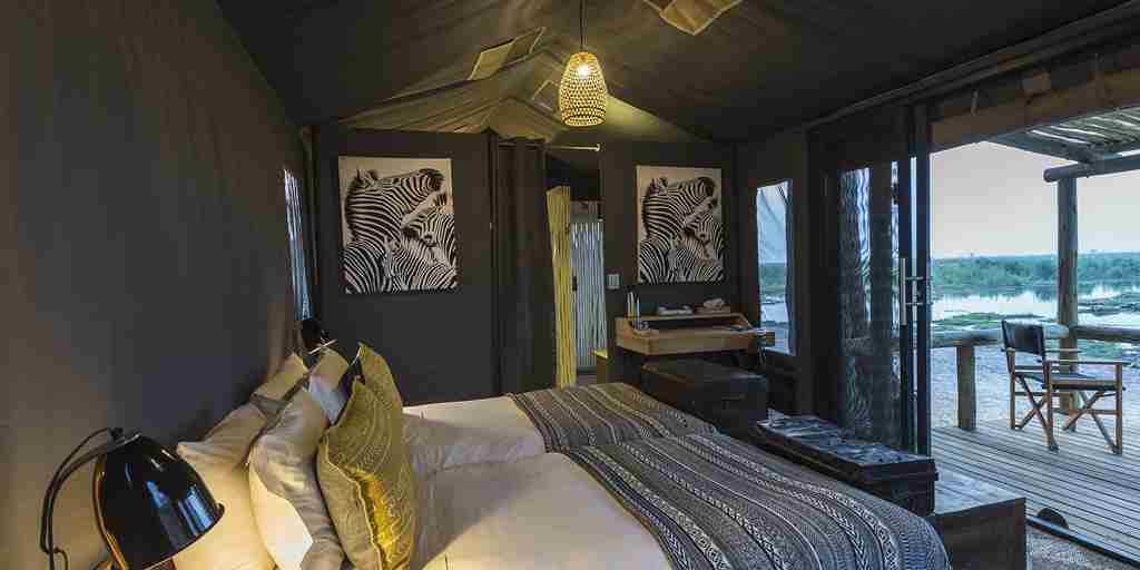 Twin tented bedroom, Linyanti Tented Camp