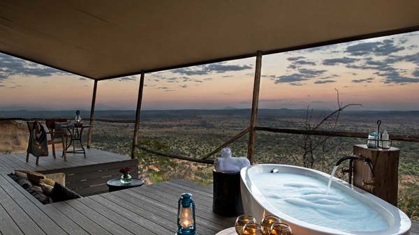 Bathtub view, Lemala Mpingo Ridge, Tarangire, Tanzania