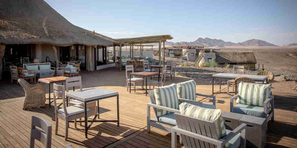 Deck area, Kulala Desert Lodge, Namibia, Africa