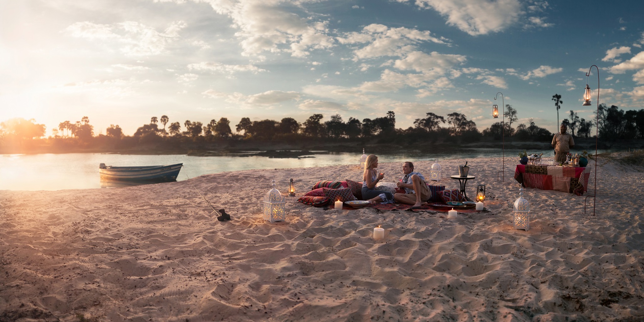 Sand bar activities at Tongabezi, Zambia