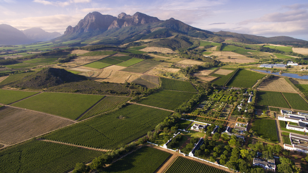 Babylonstoren with Simonsberg behind, South Africa