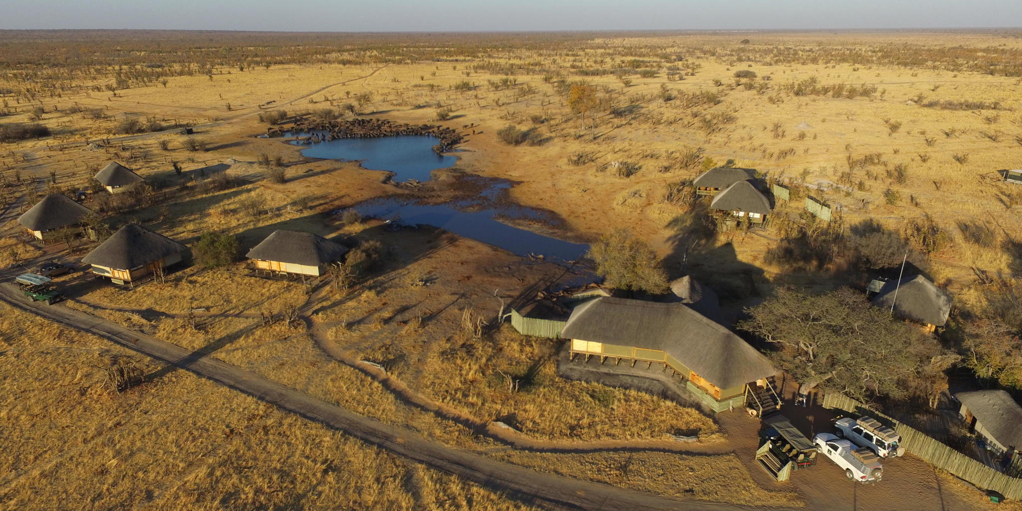 Aerial view, Nehimba Lodge, Hwange, Zimbabwe