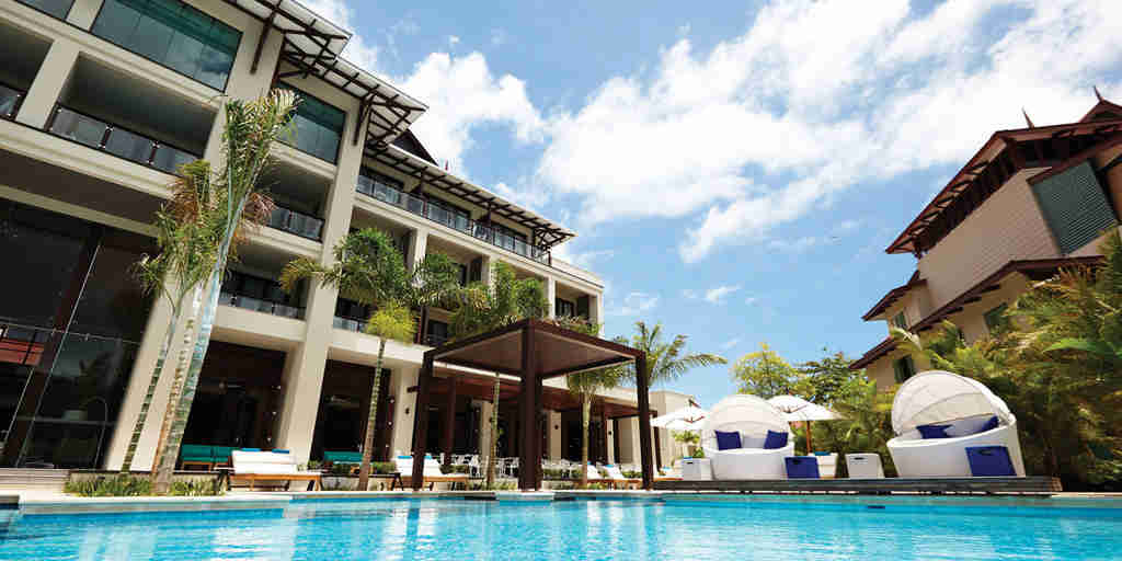pool, area, eden bleu hotel, mahe, the seychelles