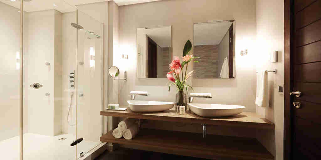 bathroom, eden bleu hotel, mahe, the seychelles