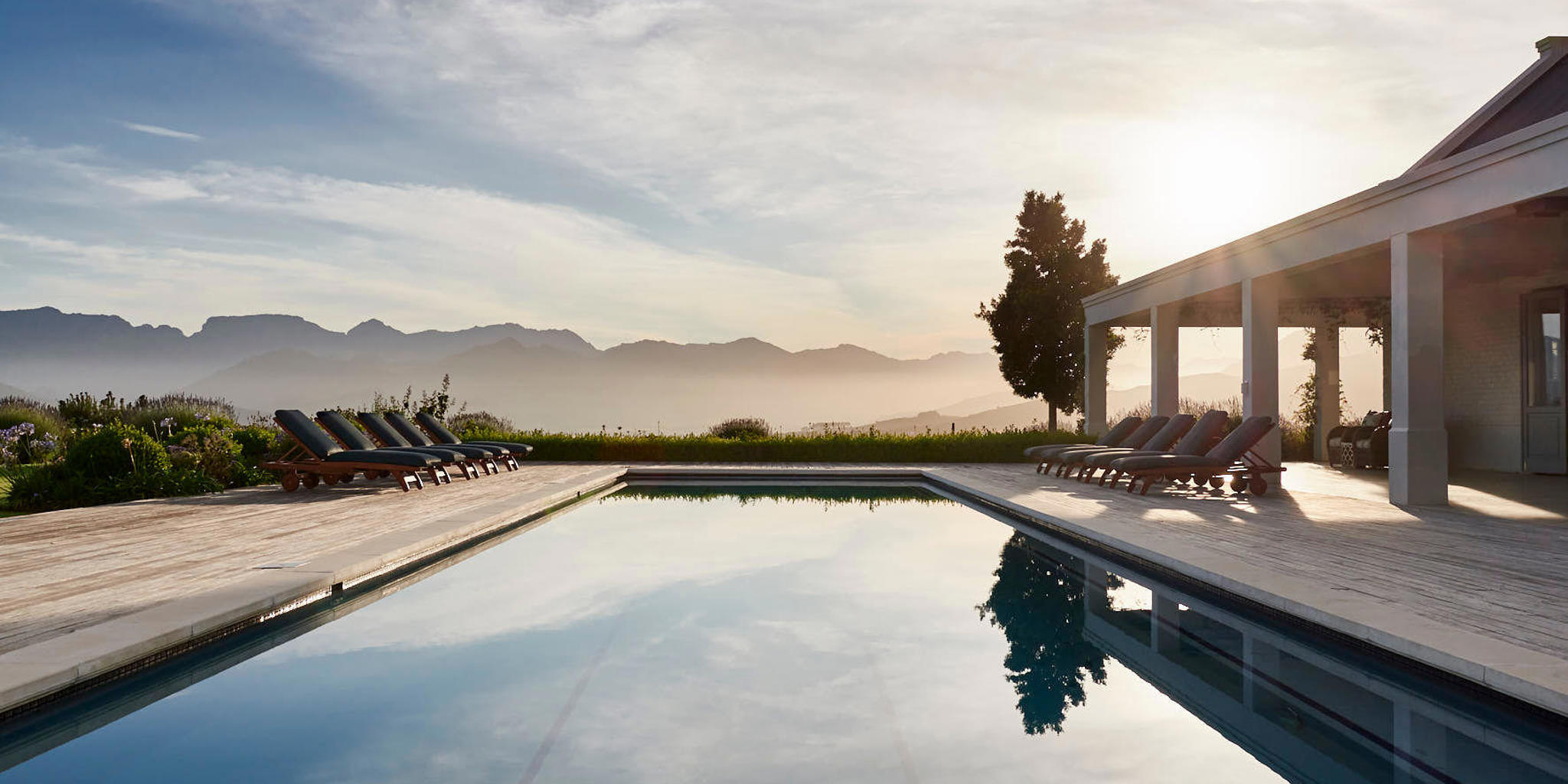 mountain villa pool, boschendal, the winelands, south africa