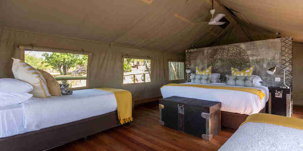 family room, deteema springs camp, hwange national park, zimbabwe