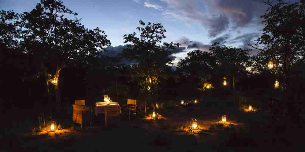 night dining, simbavati trails camp, timbavati, south africa