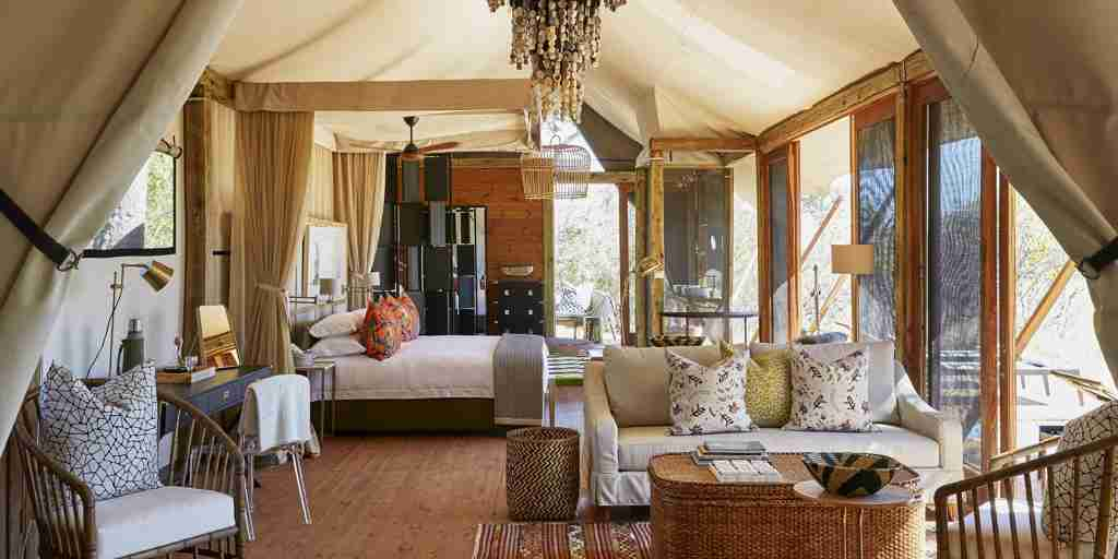 family room, tuludi camp, khwai private reserve, botswana