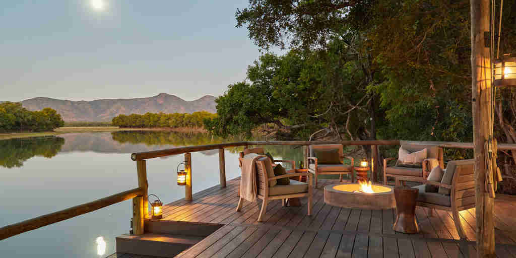 viewing deck, chindeni camp, south luangwa national park, zambia