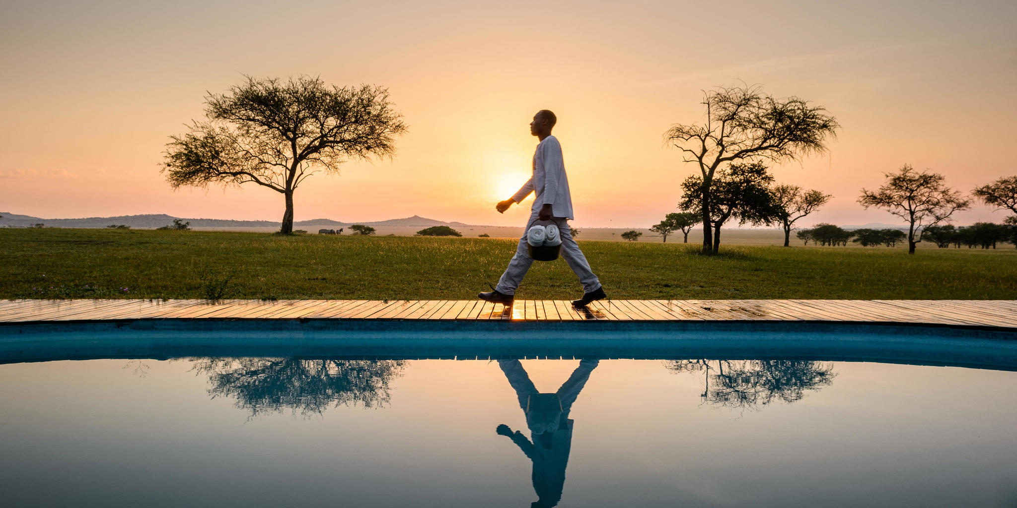 sunset pool, singita sabora tented camp, tanzania