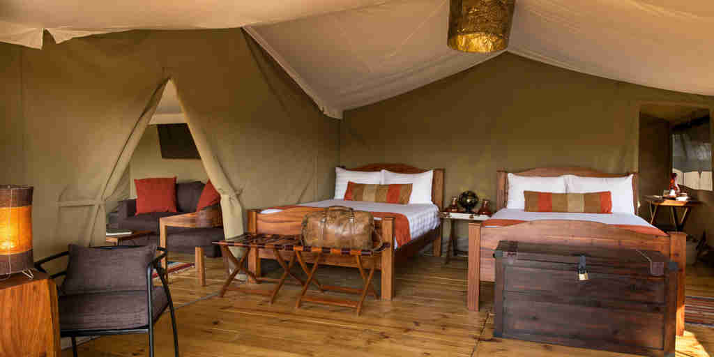 twin room, camp fire, lemala mara, the serengeti, tanzania