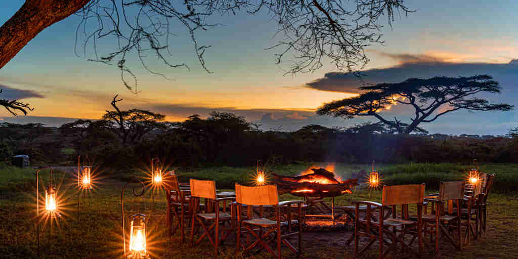 sundowners camp fire, lemala ngorongoro tented camp, tanzania