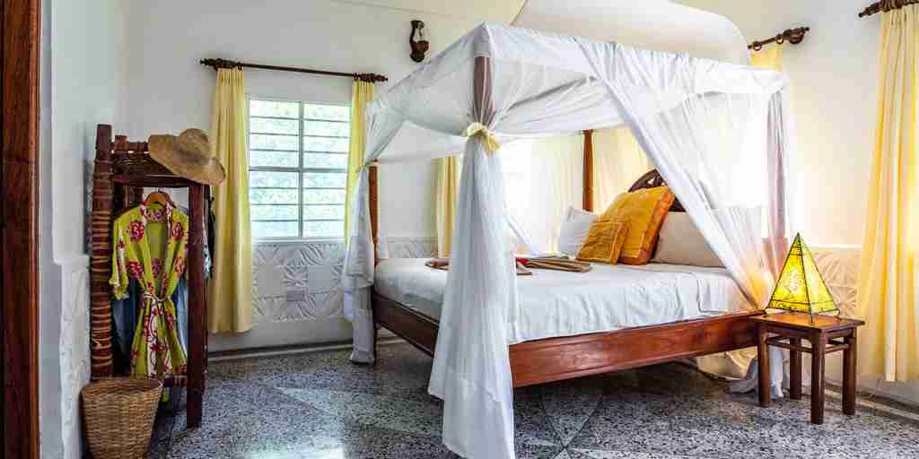 bedroom, ponwe beach hotel, zanzibar, tanzania