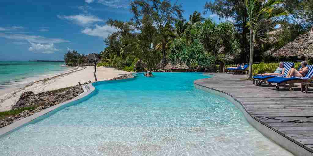 pool view, ponwe beach hotel, zanzibar, tanzania