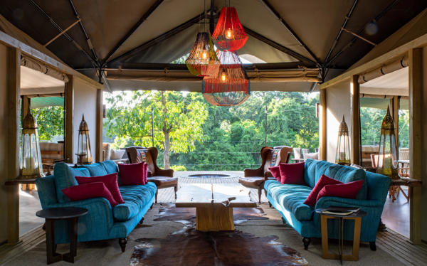 lounge area, governors il moran camp, maasai mara, kenya