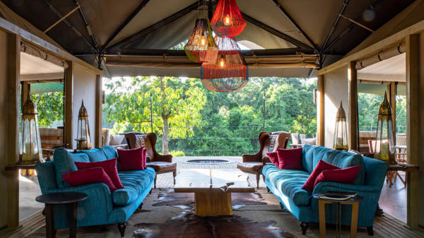 lounge area, governors il moran camp, maasai mara, kenya