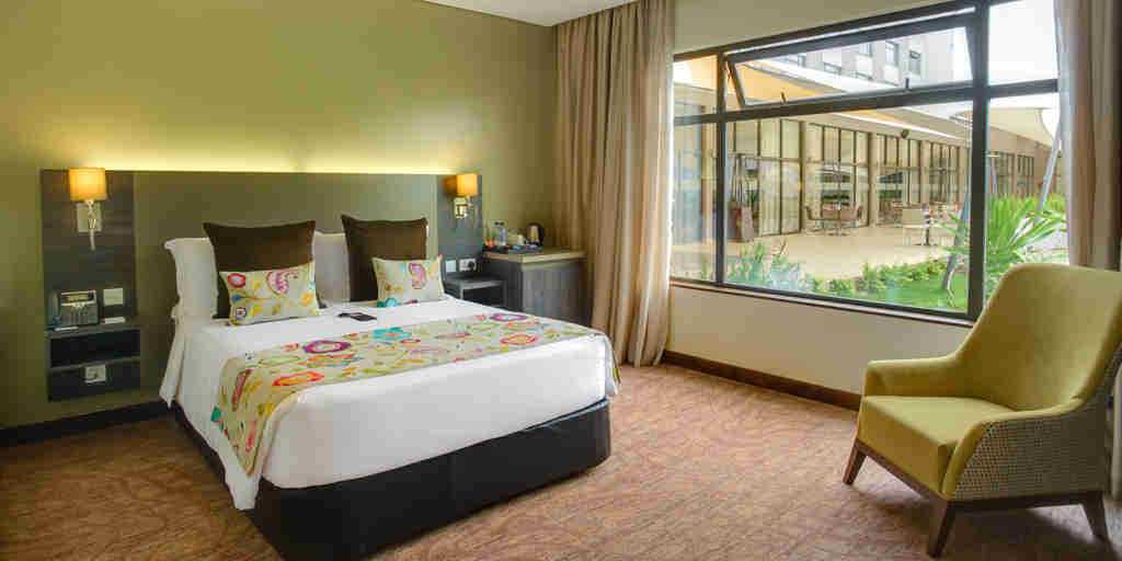 double bed, tamarind tree hotel, nairobi, kenya