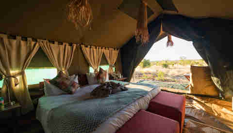 double tent, hwange bush camp, hwange national park, zimbabwe