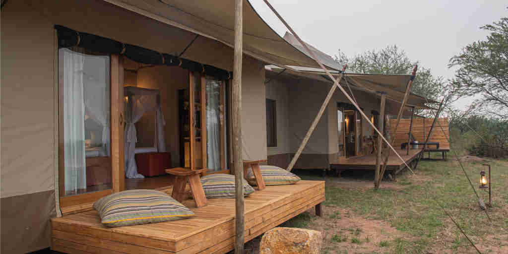 tent exterior, sayari camp, the serengeti, tanzania