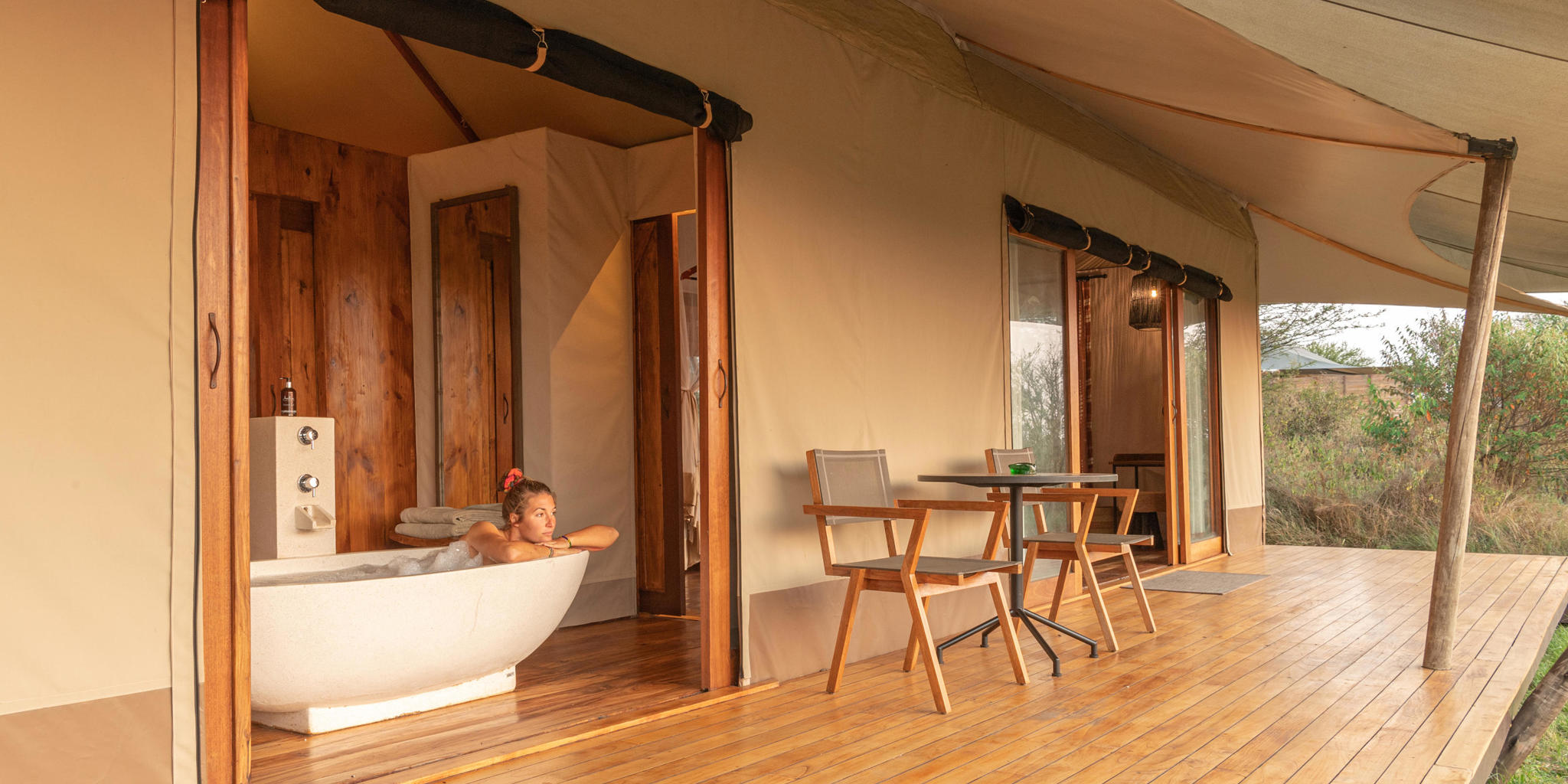 outdoor bath, sayari camp, the serengeti, tanzania