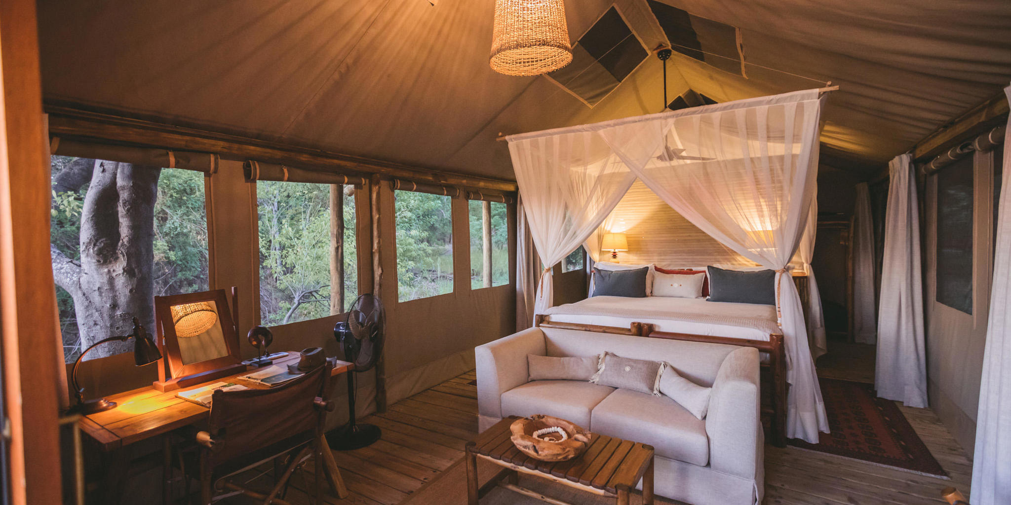 guest tent, camp xakanaxa, moremi game reserve, botswana