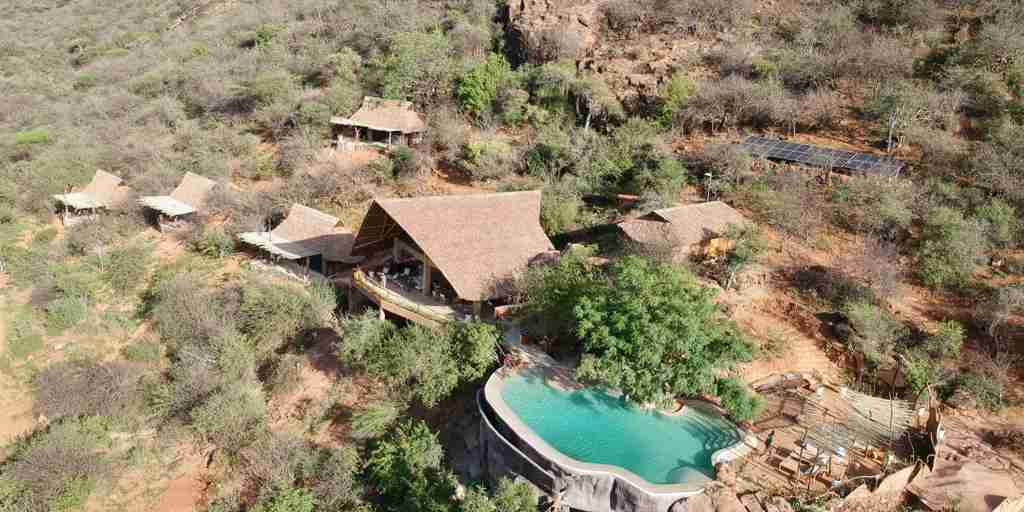 aerial view, reteti house, mathews range, kenya
