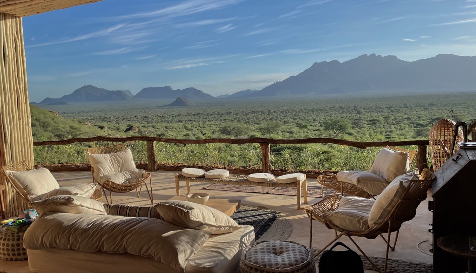 main area, aerial view, reteti house, mathews range, kenya