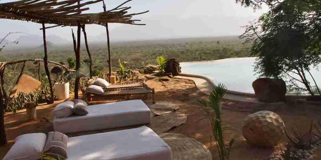 star beds by the pool, aerial view, reteti house, mathews range, kenya