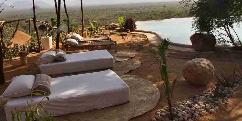 star beds by the pool, aerial view, reteti house, mathews range, kenya