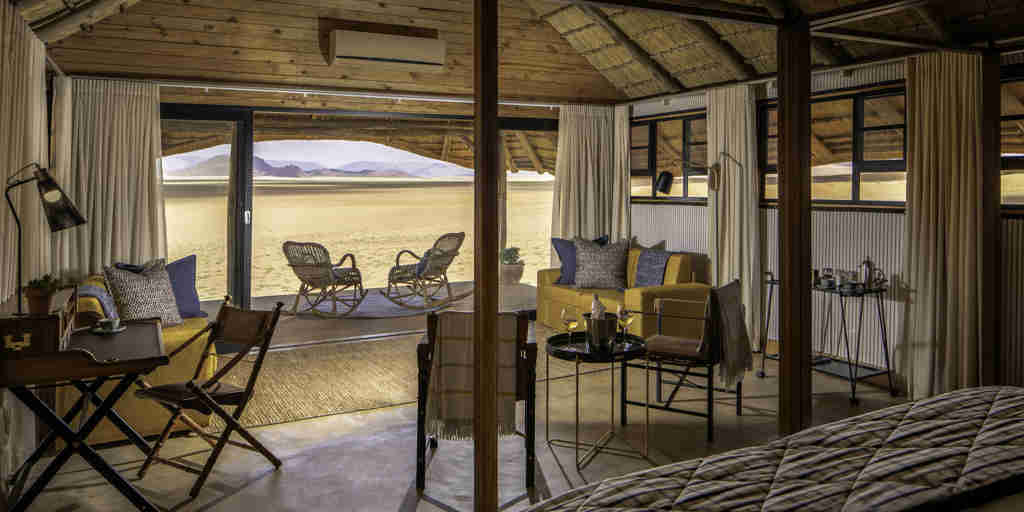 bedroom interior, namibrand nature reserve, namibia