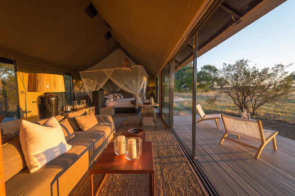 tent sunset, linkwasha camp, hwange national park, zimbabwe