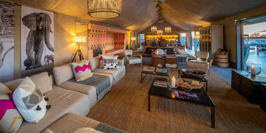 lounge area, linkwasha camp, hwange national park, zimbabwe
