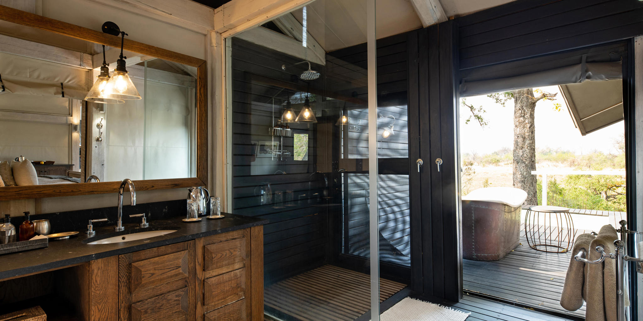 bathroom, abu camp, okavango delta, botswana