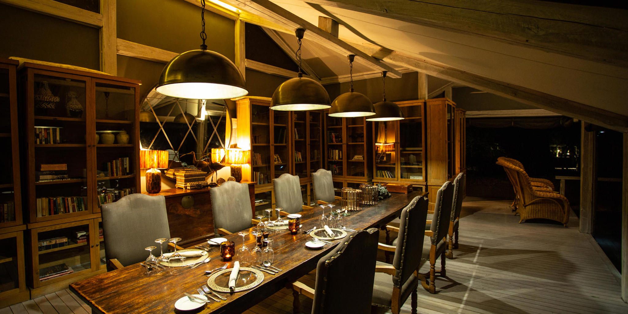 evening dining, abu camp, okavango delta, botswana