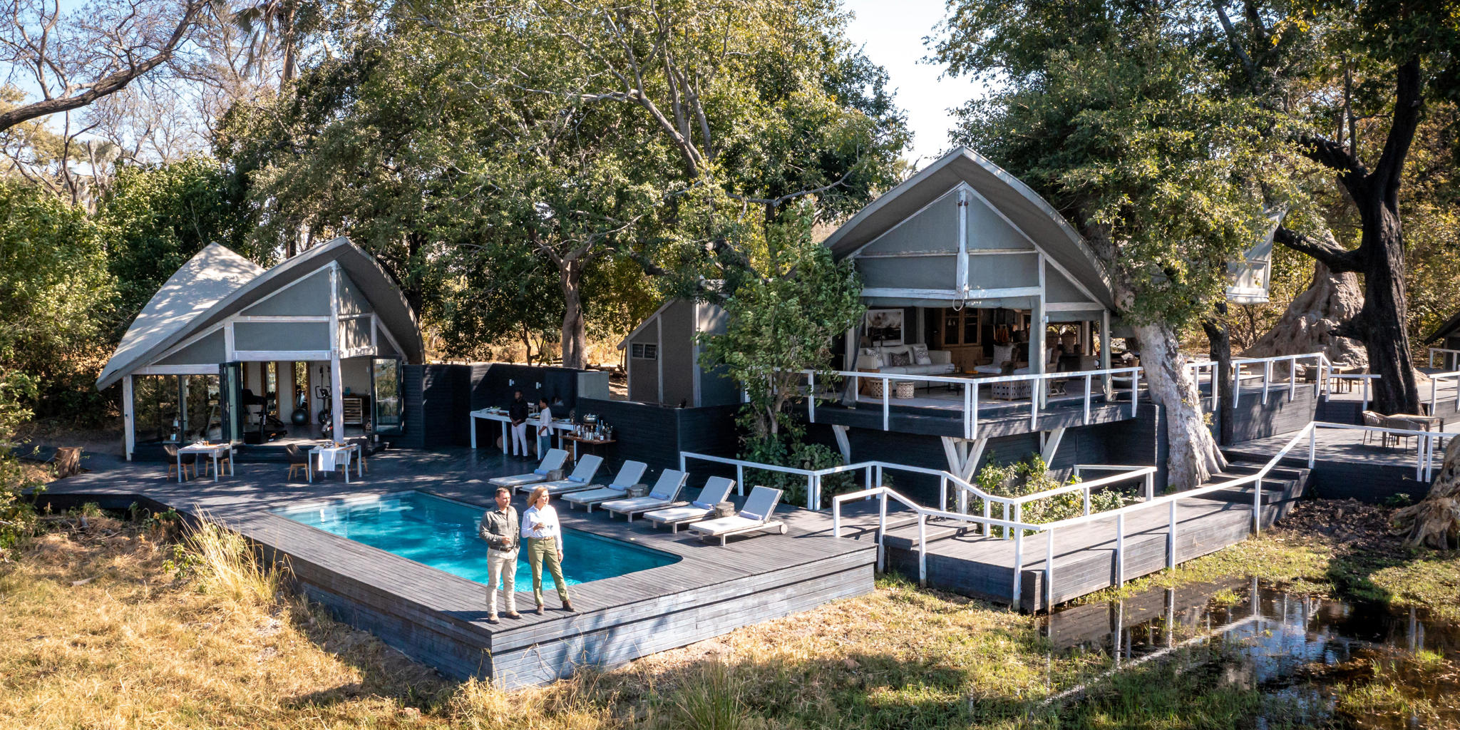 abu camp exterior, abu camp, okavango delta, botswana