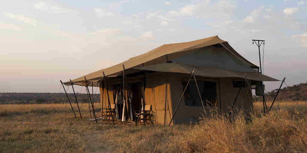 tent exterior, mara under canvas tented camp, the serengeti, tanzania